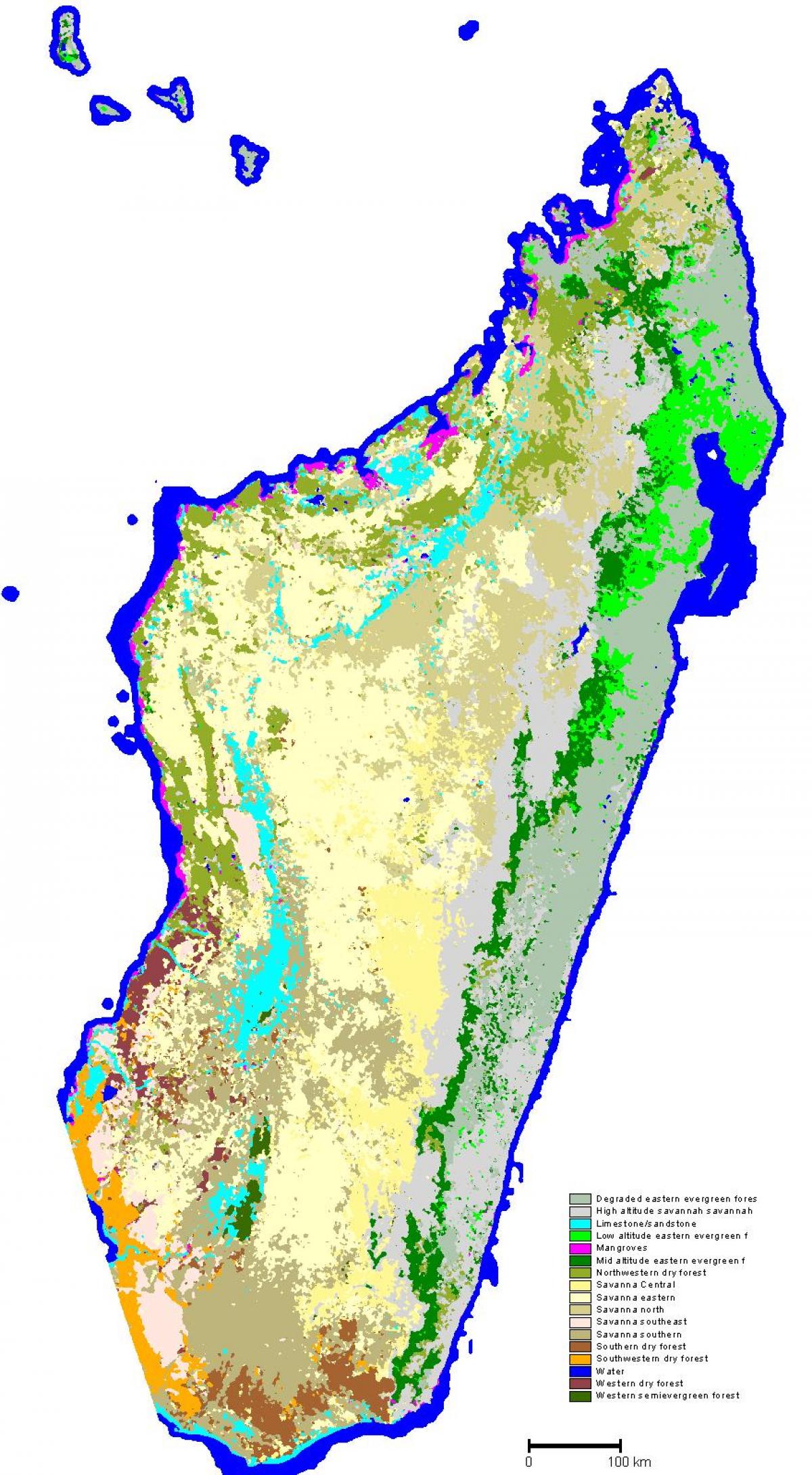 карта Мадагаскара растительности
