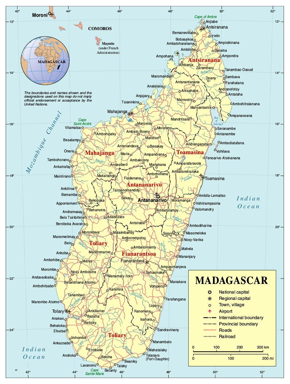 карта Мадагаскара дороге