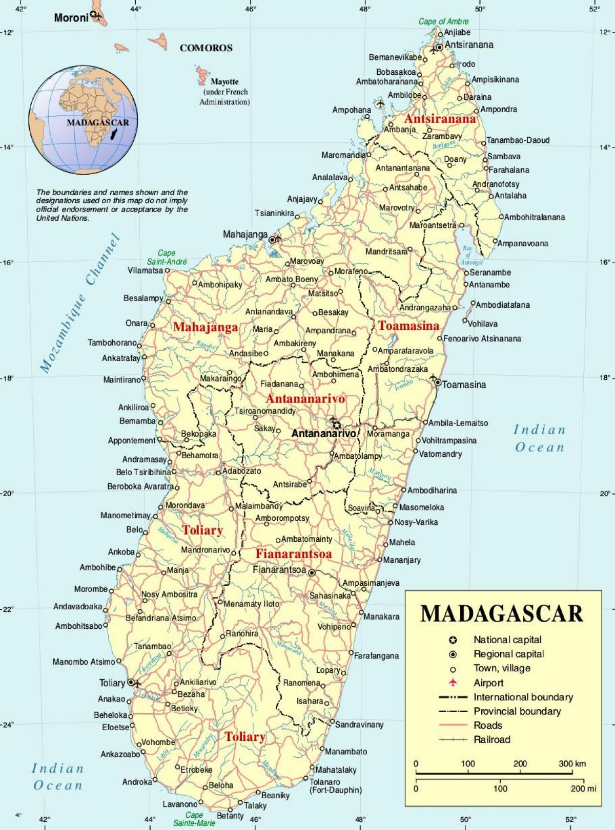 Карта Мадагаскара с городами