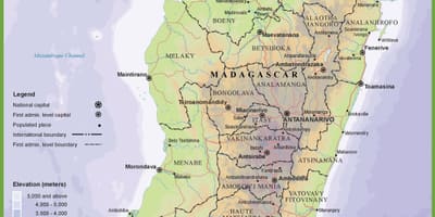 Карта физическая карта Мадагаскар